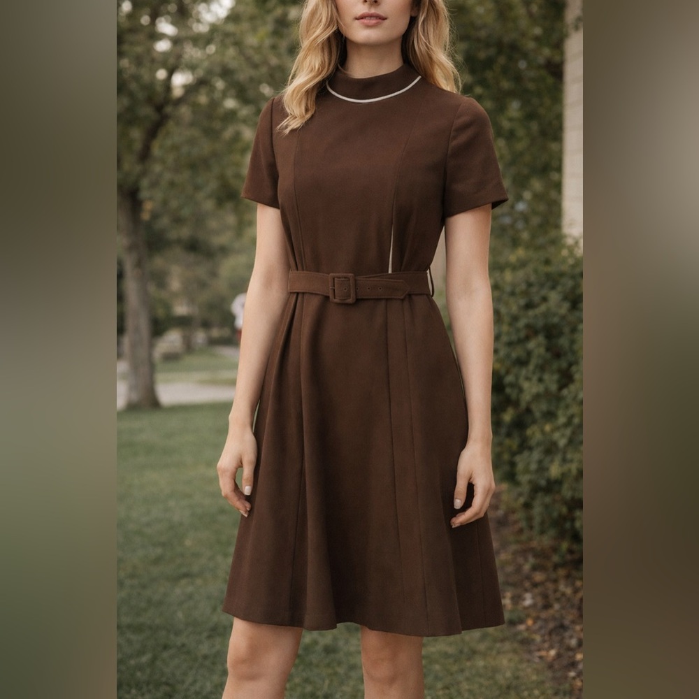 Leslie Fay True Vintage 1960 Tailered silhouette Belted Dress  Union made